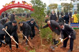 市领导为新校添绿