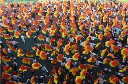 我校宜春市第七届体育艺术节开幕式团体操进入细排阶段